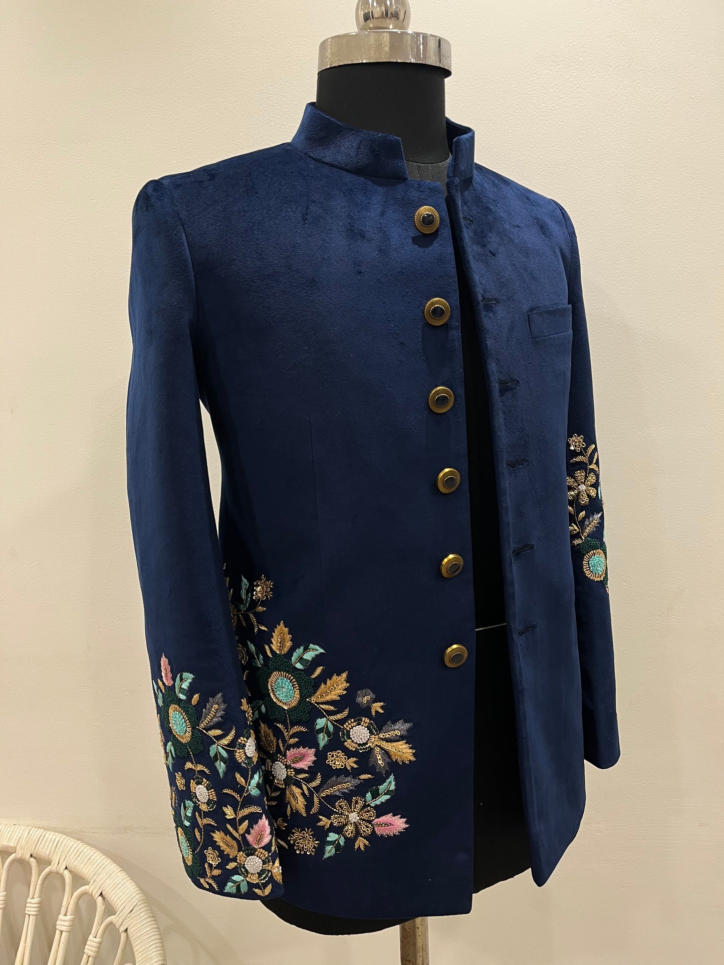 Hand Embroidered Velvet Bandhgala