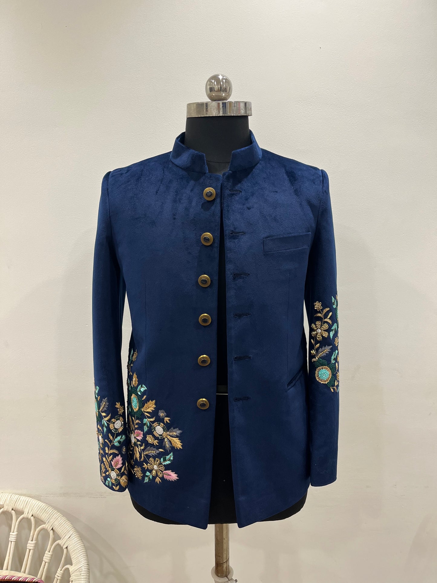 Hand Embroidered Velvet Bandhgala