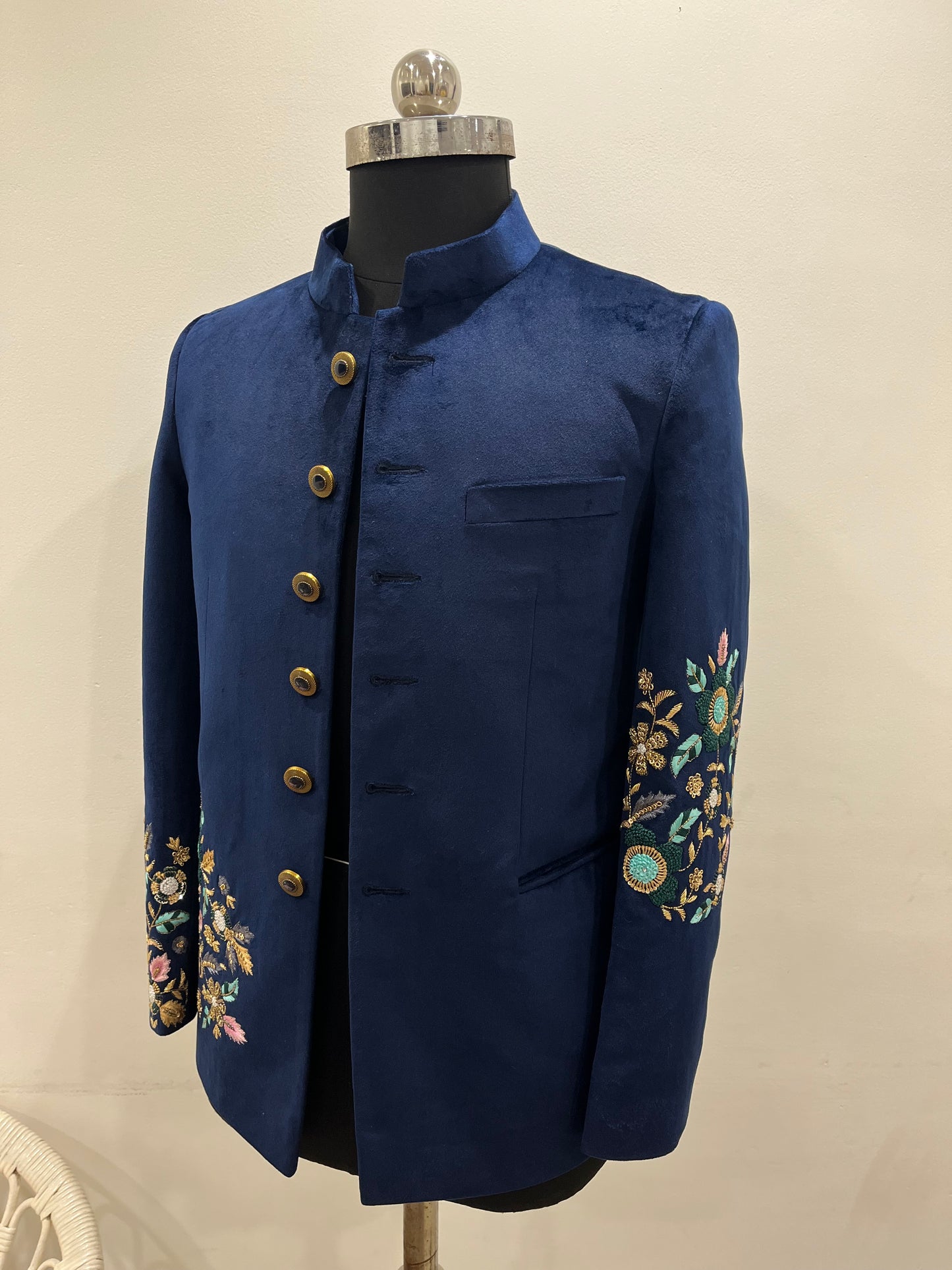 Hand Embroidered Velvet Bandhgala