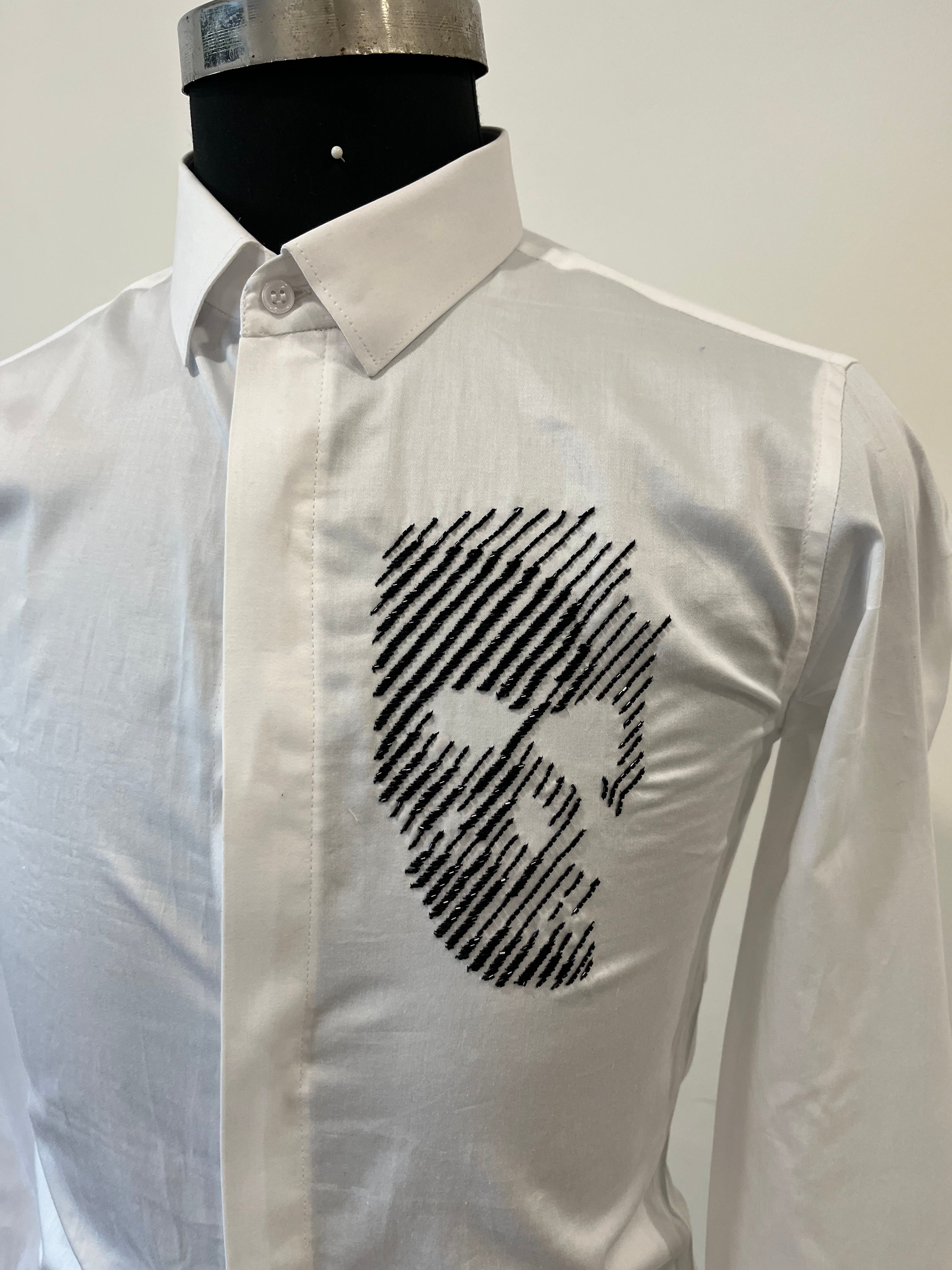 Motif Embroidered White Shirt