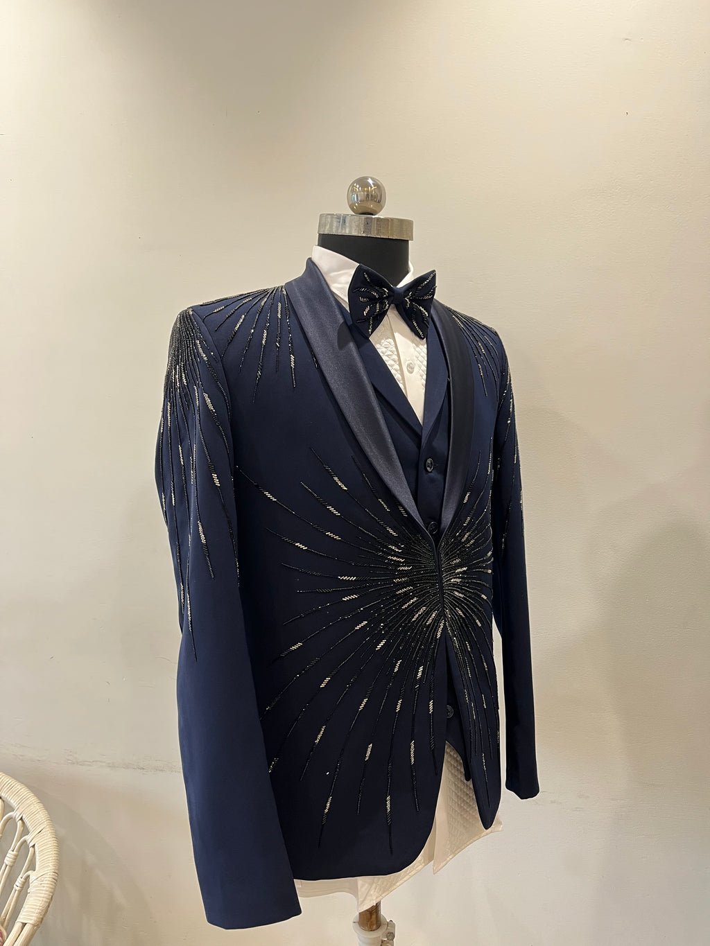 Embellished three piece Tuxedo set