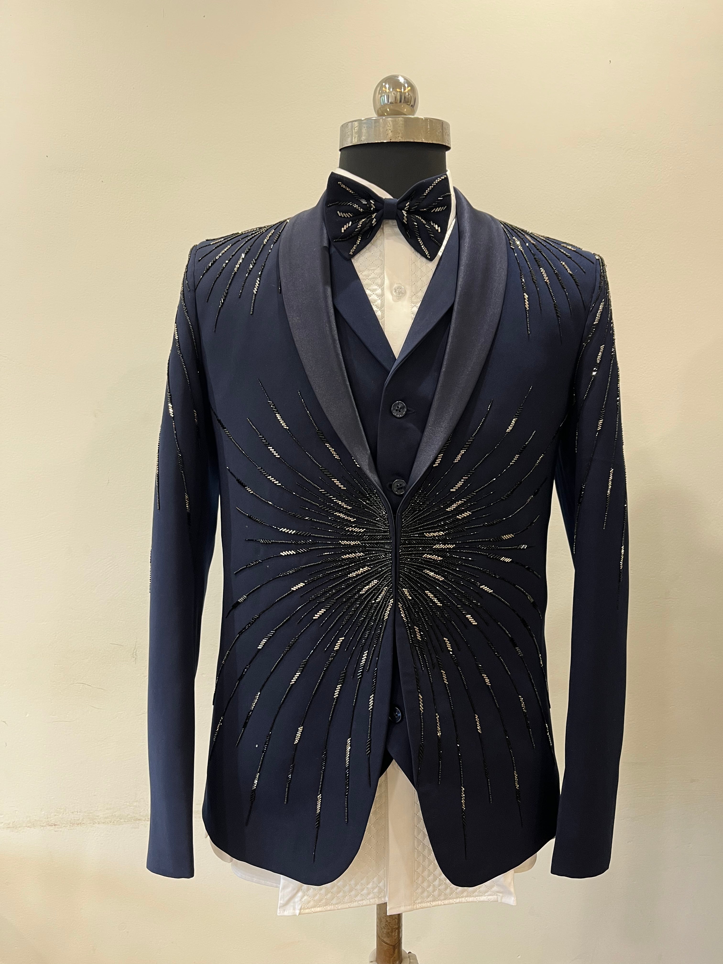 Embellished three piece Tuxedo set