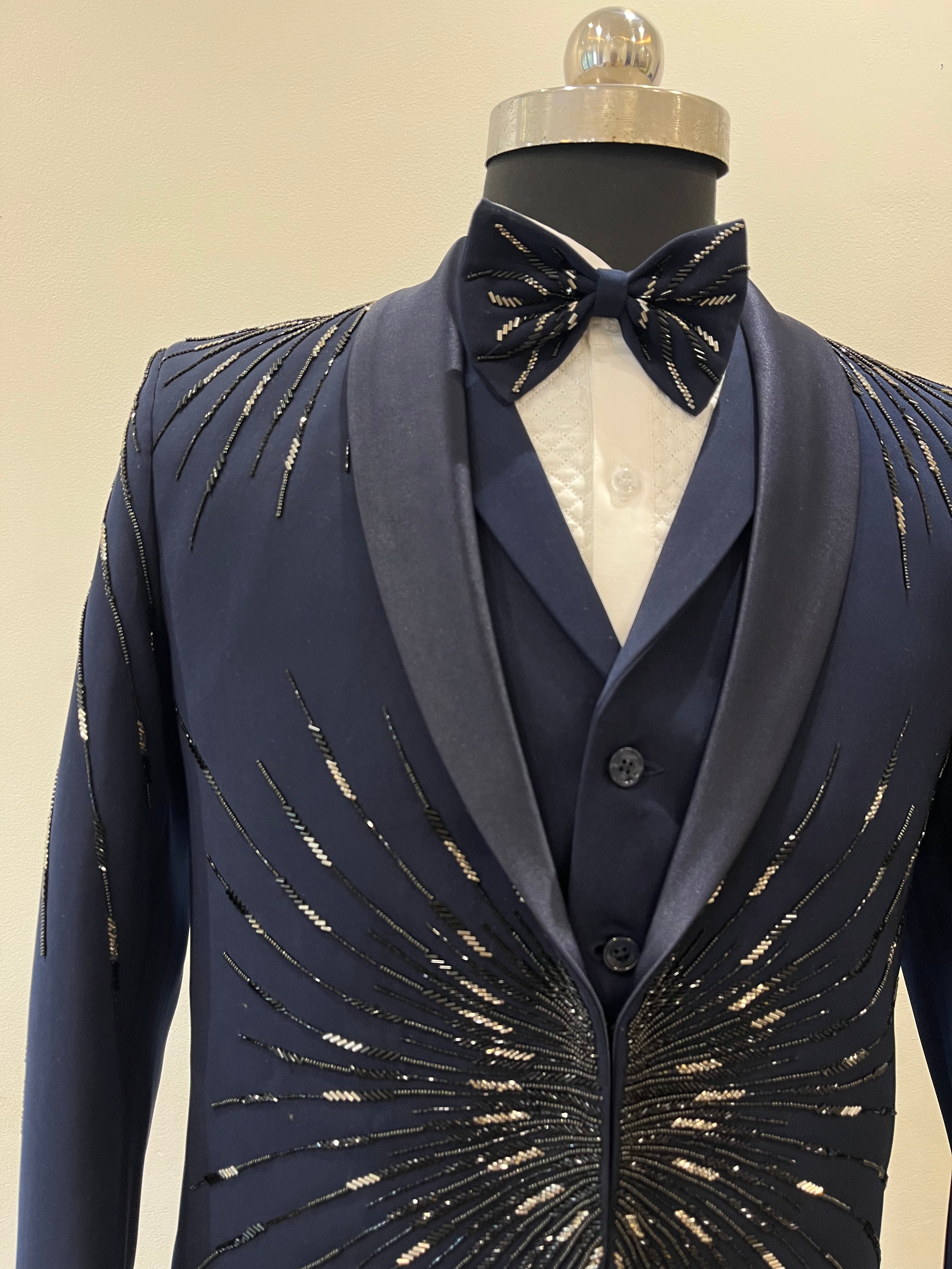 Embellished three piece Tuxedo set